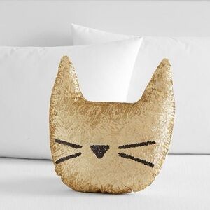 Pottery Barn Teen The Emily & Meritt Sequin Cat Pillow In Gold